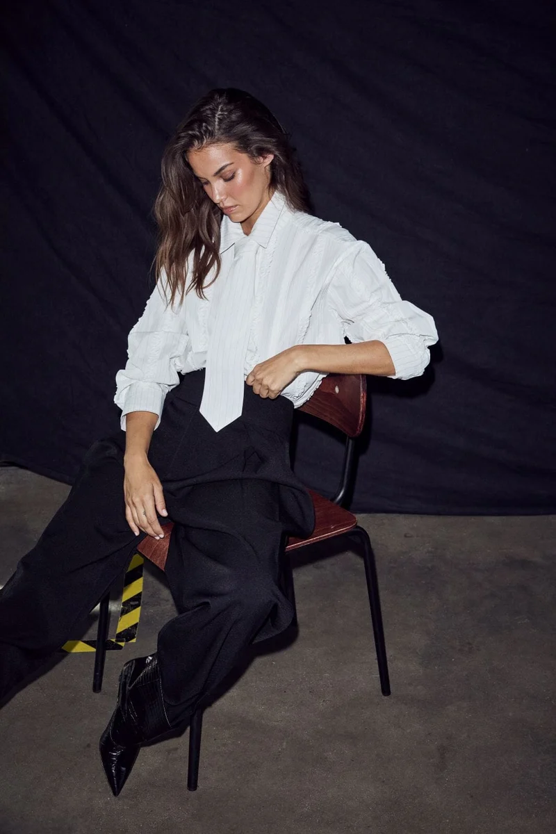 Haute L'Amitié - Inez Pin Frill Tie Shirt Hl10981 - Off-White