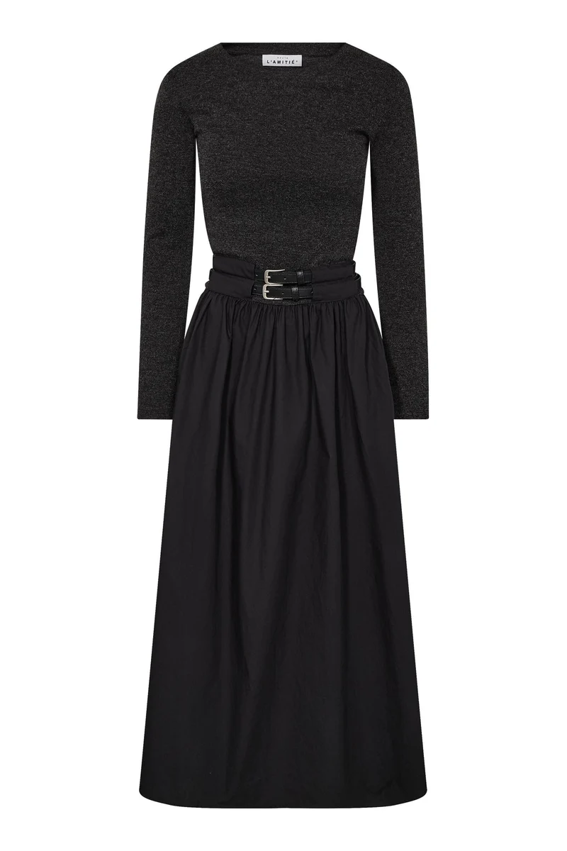 Haute L'Amitié - Hailey Mix Belt Dress Hl10930 - Black