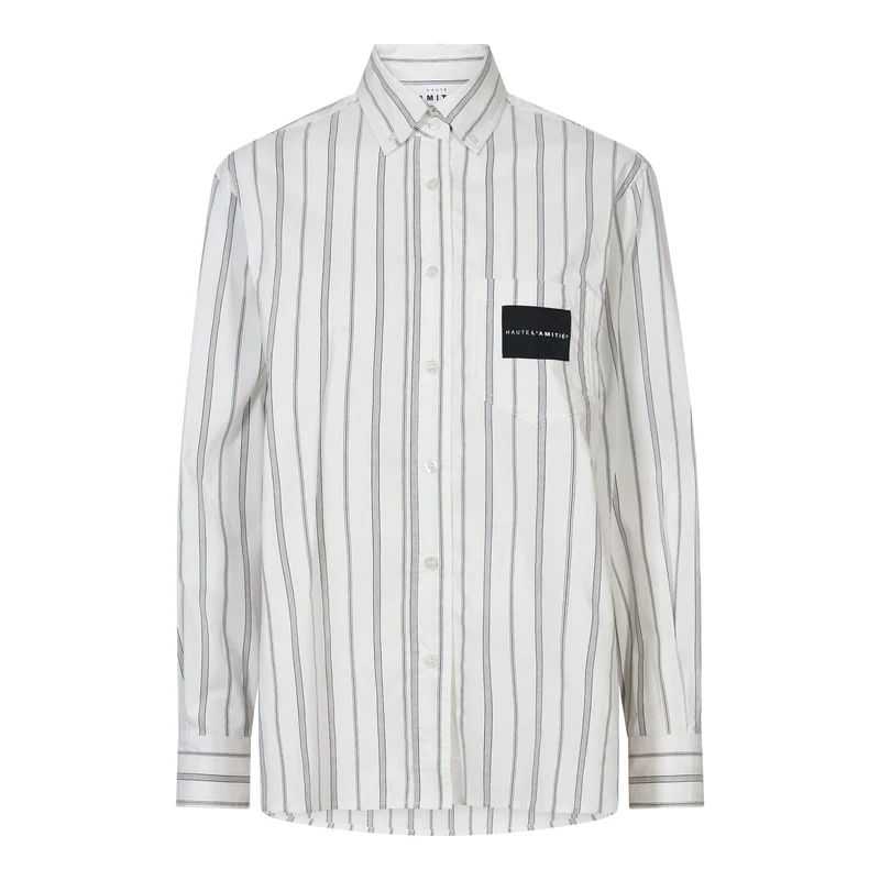 Haute L'Amitié - Crystal Heart Stripe Shirt Hl10962 - White