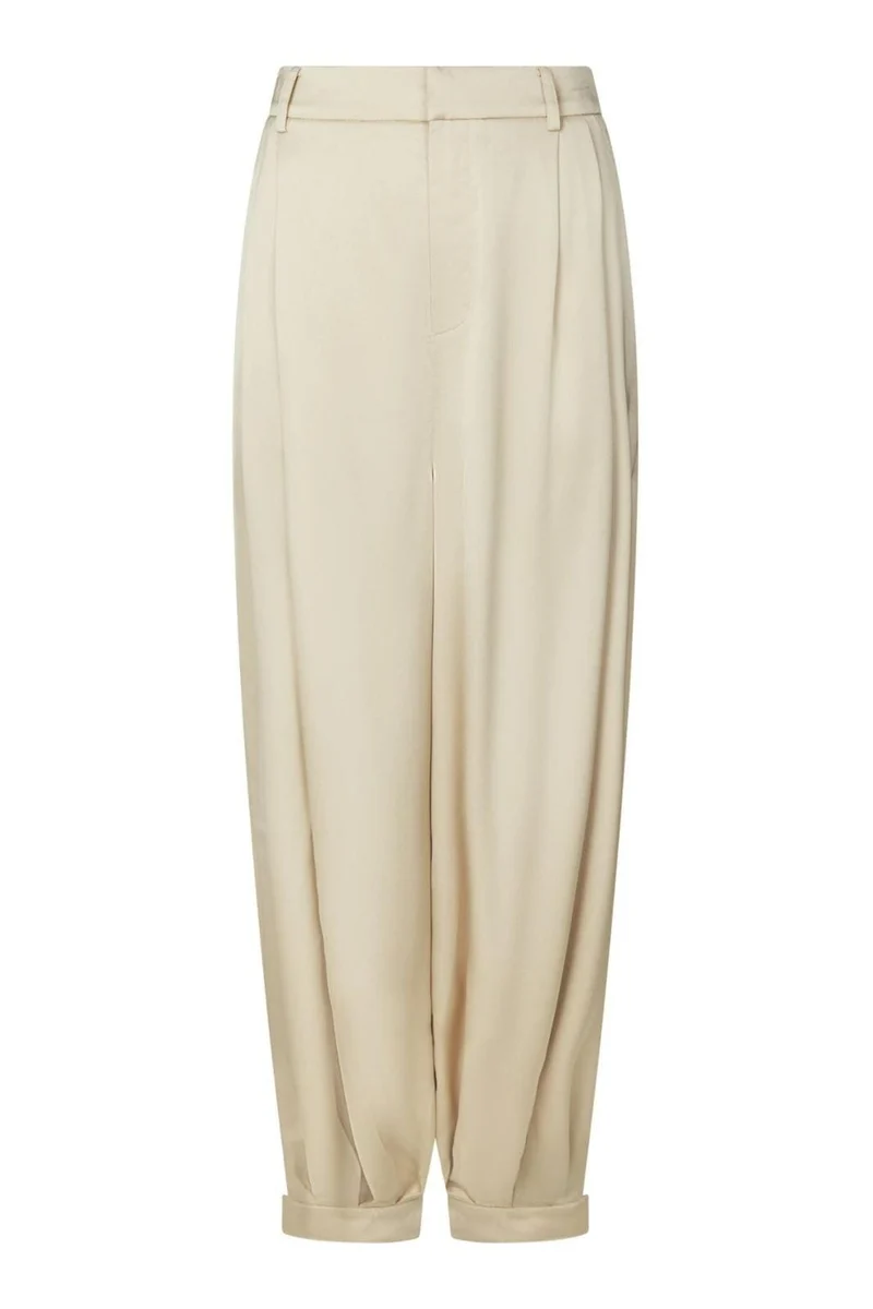 Neo Noir - Fayla Drapy Satin Balloon Pants 167418 - 125 - Dark Sand