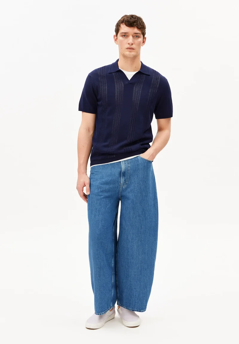 ARMEDANGELS Cotton Knit Poloshirt tinted navy