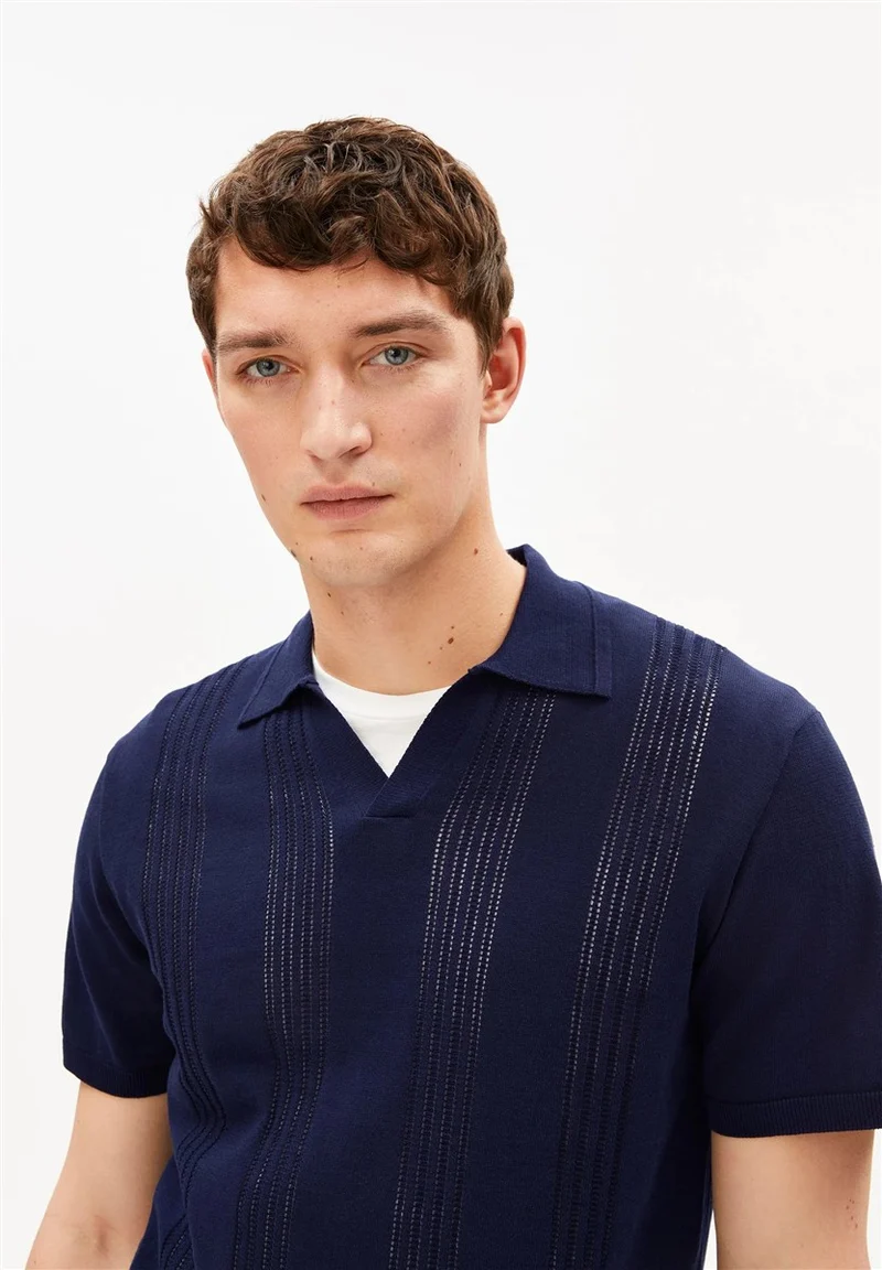 ARMEDANGELS Cotton Knit Poloshirt tinted navy