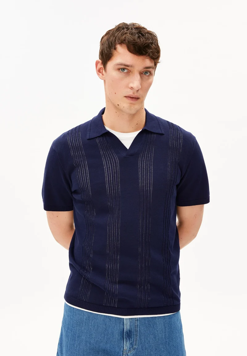 ARMEDANGELS Cotton Knit Poloshirt tinted navy