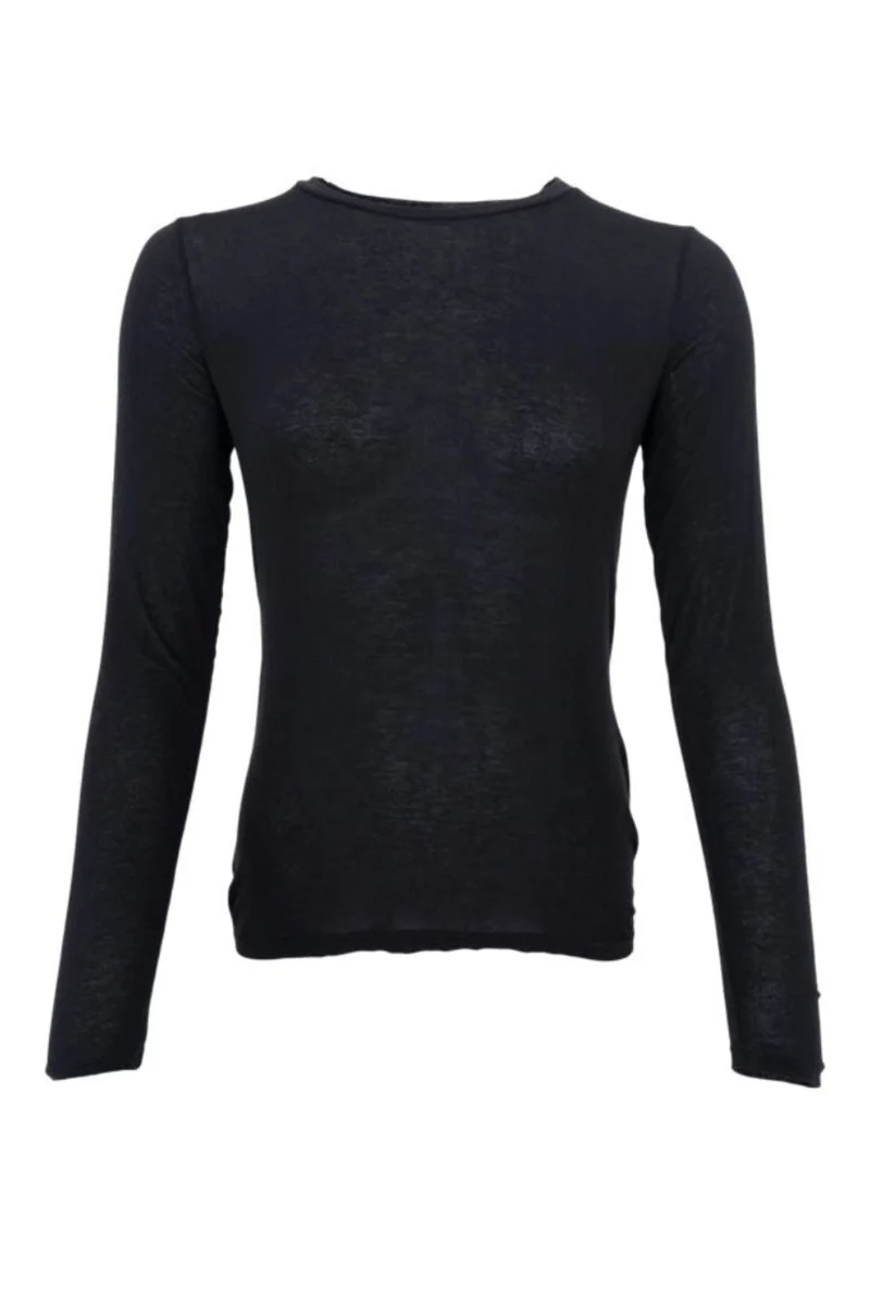 Black Colour - Bcalba Ls Tee 41260 - Shirts,Mesh & Basic Blouses - Black Solid