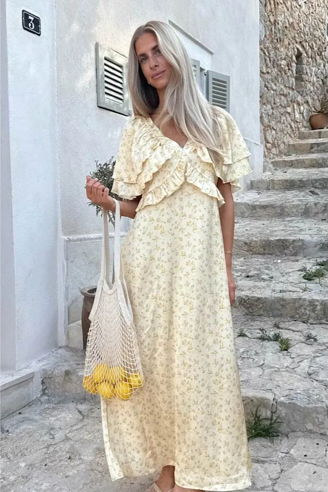 BYIC - Marthaic Maxi Dress A23935 - Yellow Flower Print