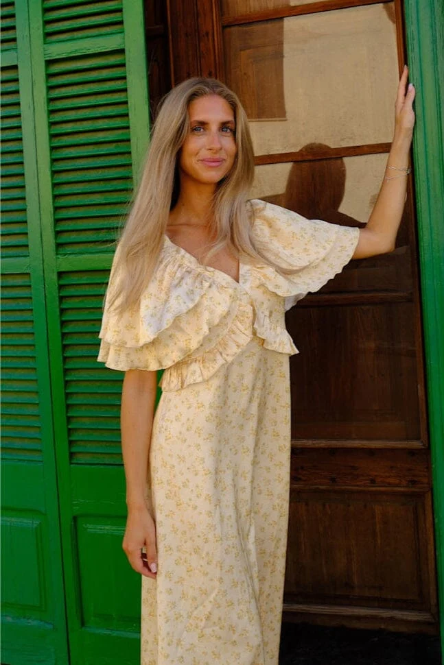BYIC - Marthaic Maxi Dress A23935 - Yellow Flower Print
