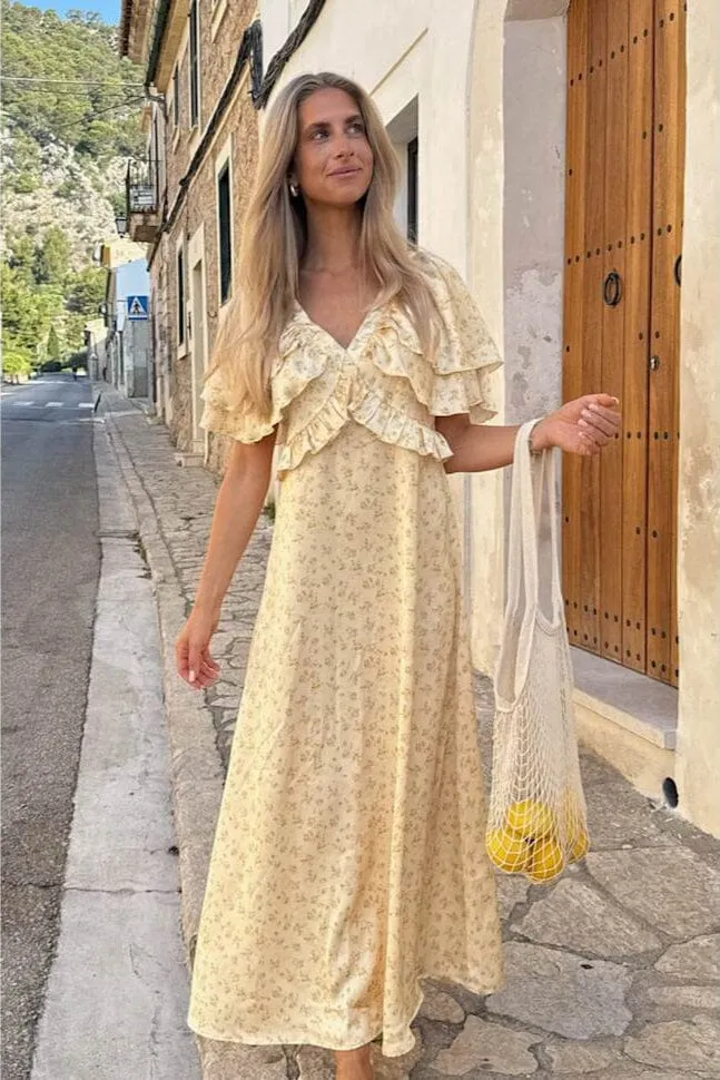 BYIC - Marthaic Maxi Dress A23935 - Yellow Flower Print