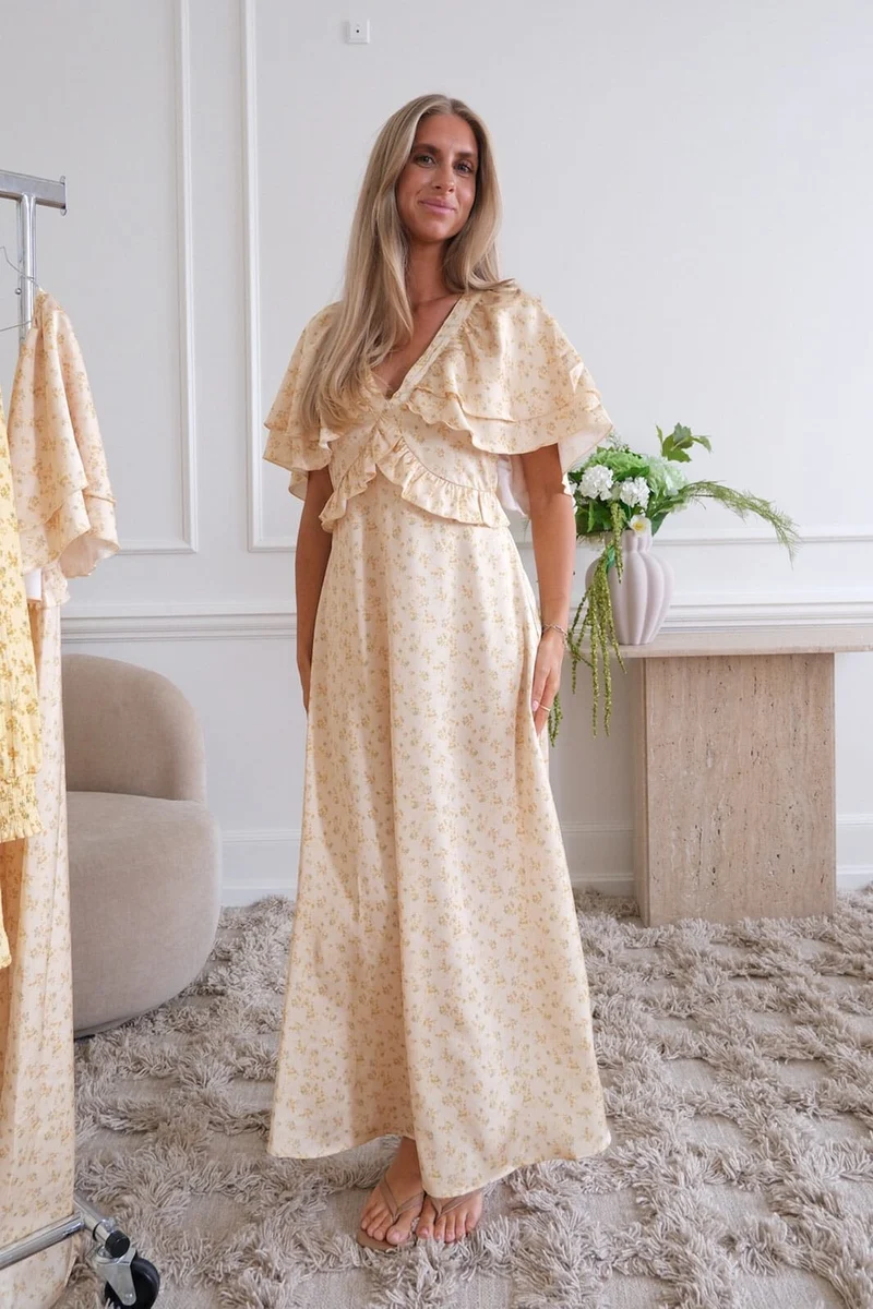 BYIC - Marthaic Maxi Dress A23935 - Yellow Flower Print