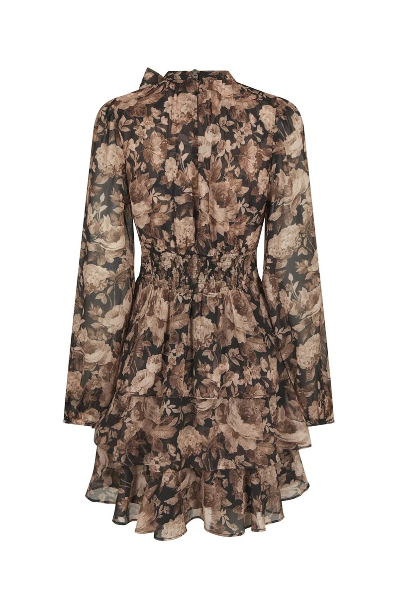 Neo Noir - Mio Vintage Flower Dress 168488 - 372 - Black Sand