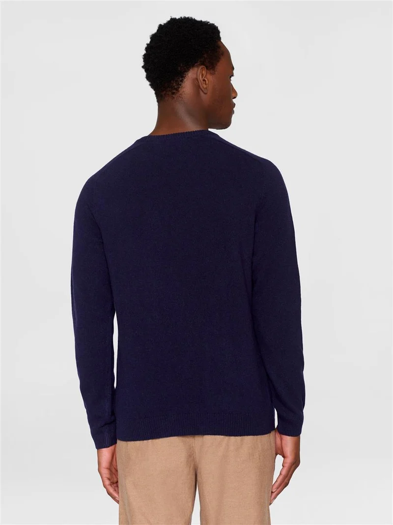 KNOWLEDGE COTTON APPAREL O-Neck Wool Knit total eclipse