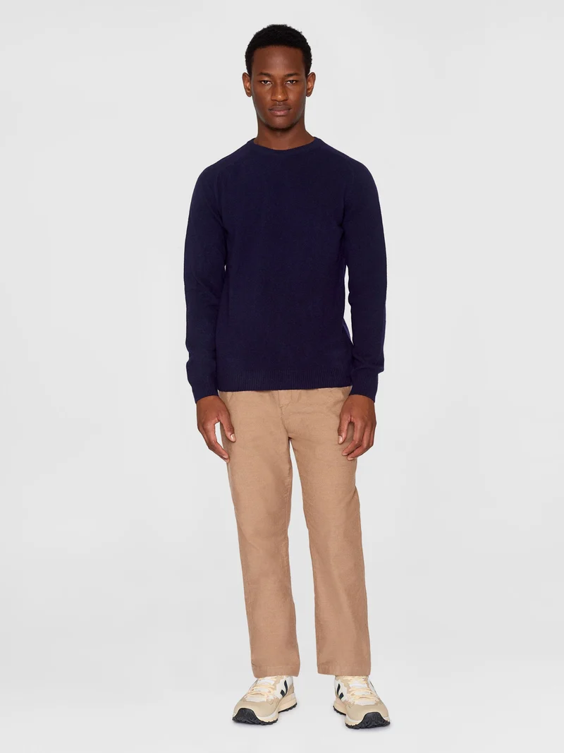 KNOWLEDGE COTTON APPAREL O-Neck Wool Knit total eclipse