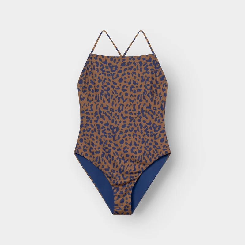 DEDICATED Swimsuit Vinterviken Leopard Light Brown