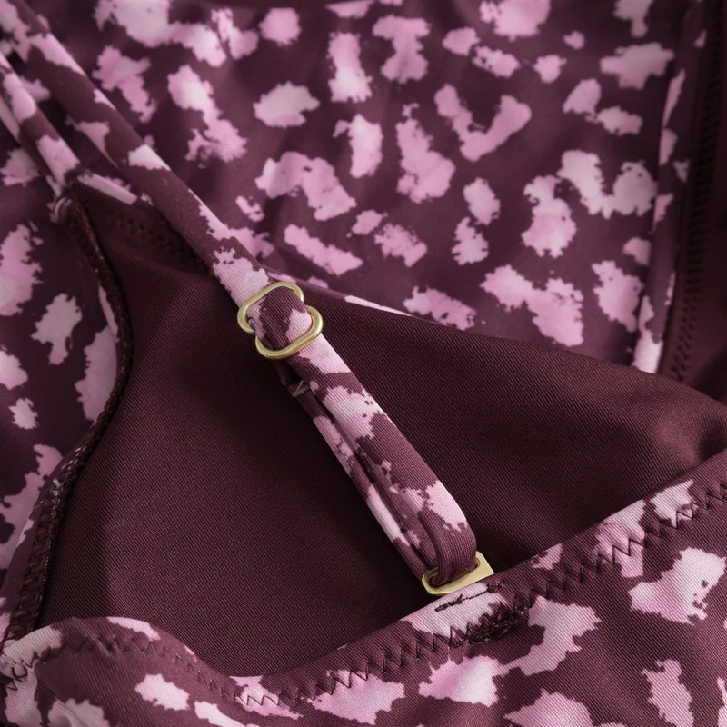 DEDICATED Wrap Swimsuit Klinte Leopard Burgundy