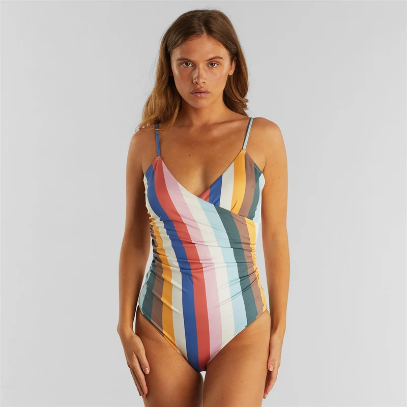 DEDICATED Wrap Swimsuit Klinte Stripes Multi Color