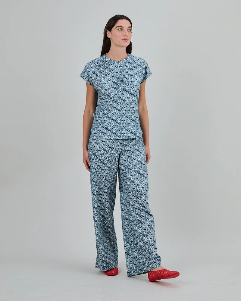 BRAVA Asis Percales Daisy Wide Leg Pants blue