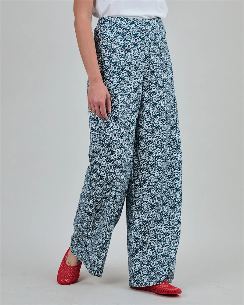 BRAVA Asis Percales Daisy Wide Leg Pants blue