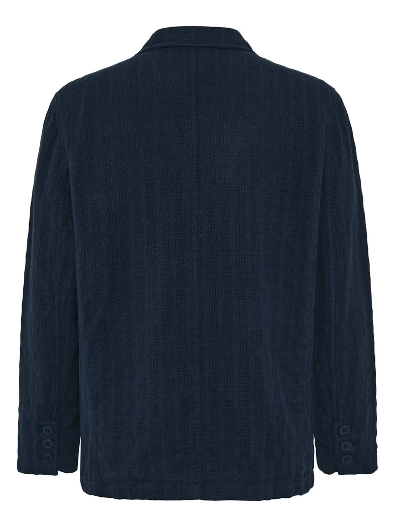 KNOWLEDGE COTTON APPAREL Structure Blazer night sky