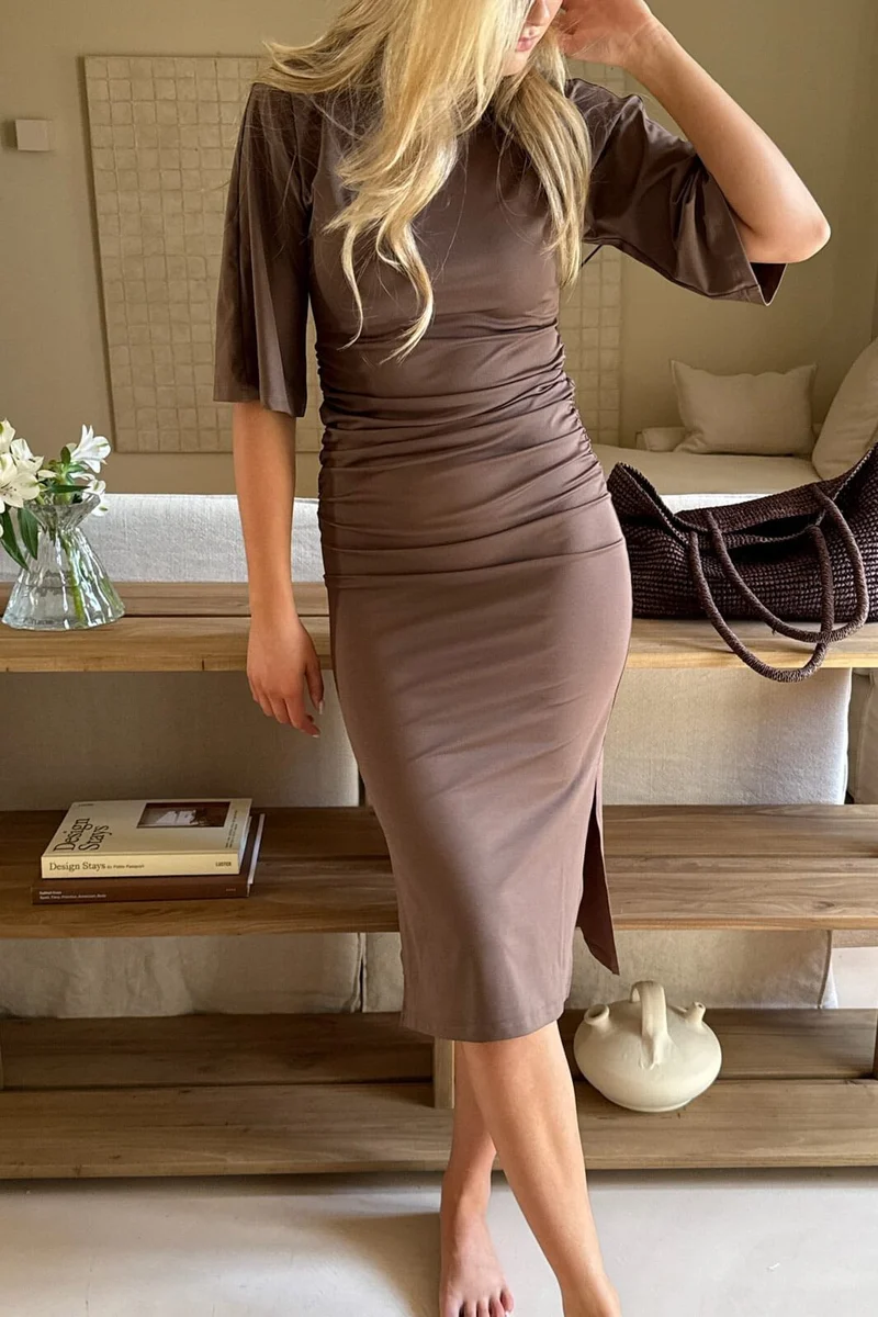 Vorbestellung - BYIC - Alberteic Dress A23975 - Dark Brown