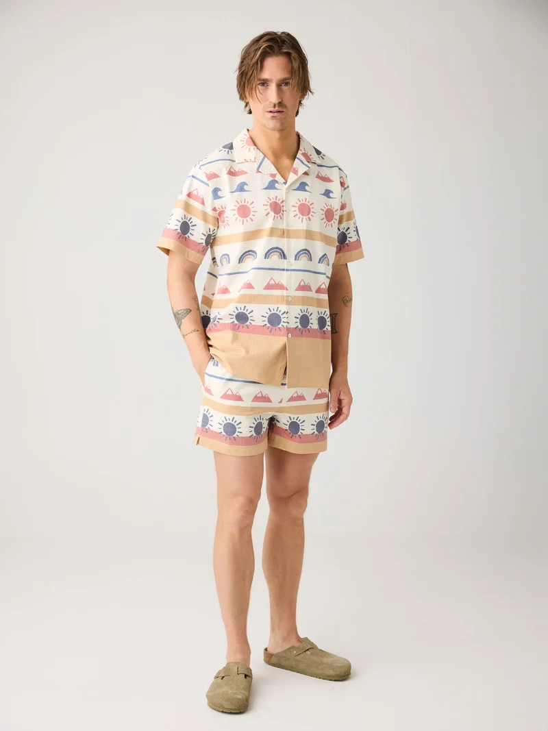 KNOWLEDGE COTTON APPAREL Relaxed Print Short Sleeve Shirt multi color aop