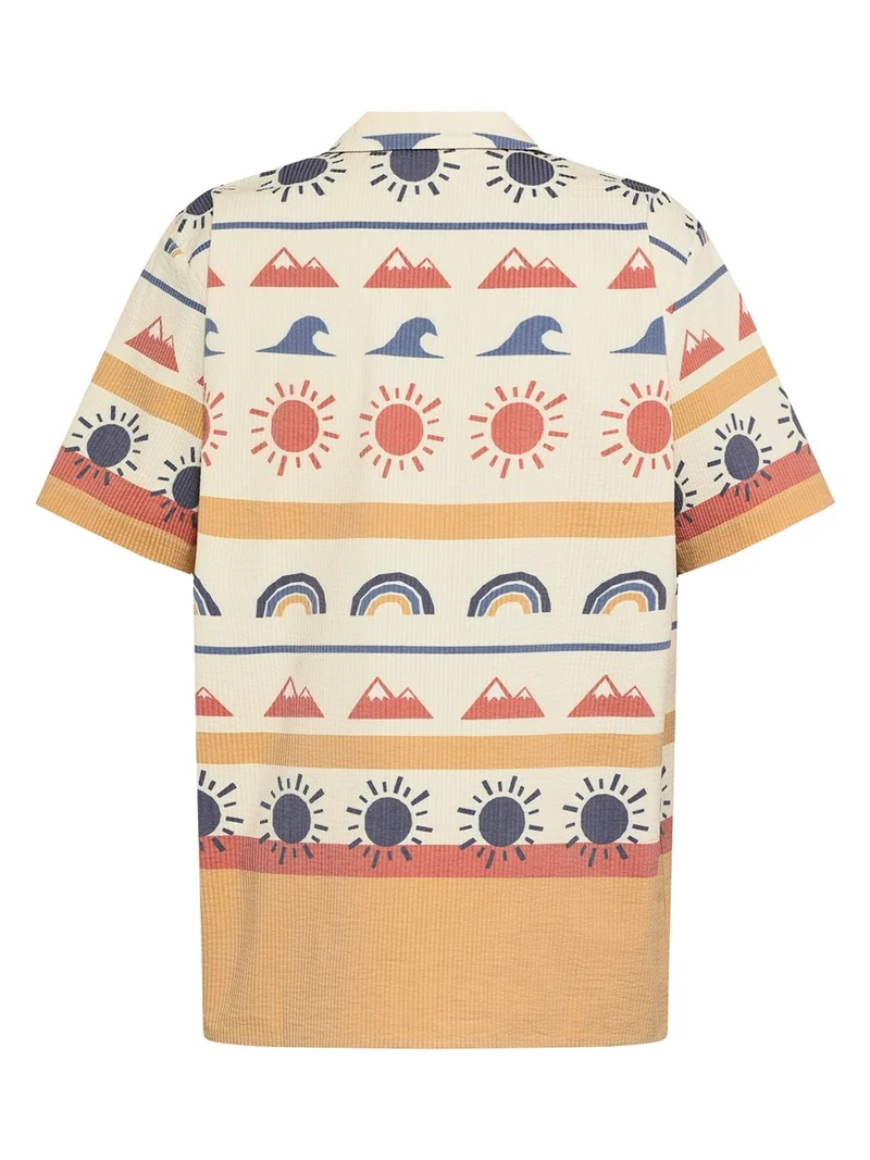 KNOWLEDGE COTTON APPAREL Relaxed Print Short Sleeve Shirt multi color aop