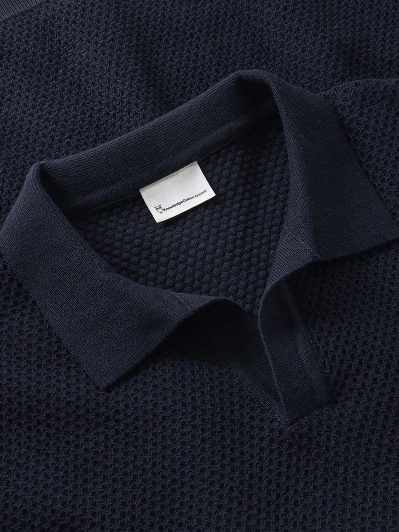 KNOWLEDGE COTTON APPAREL Knitted Polo night sky
