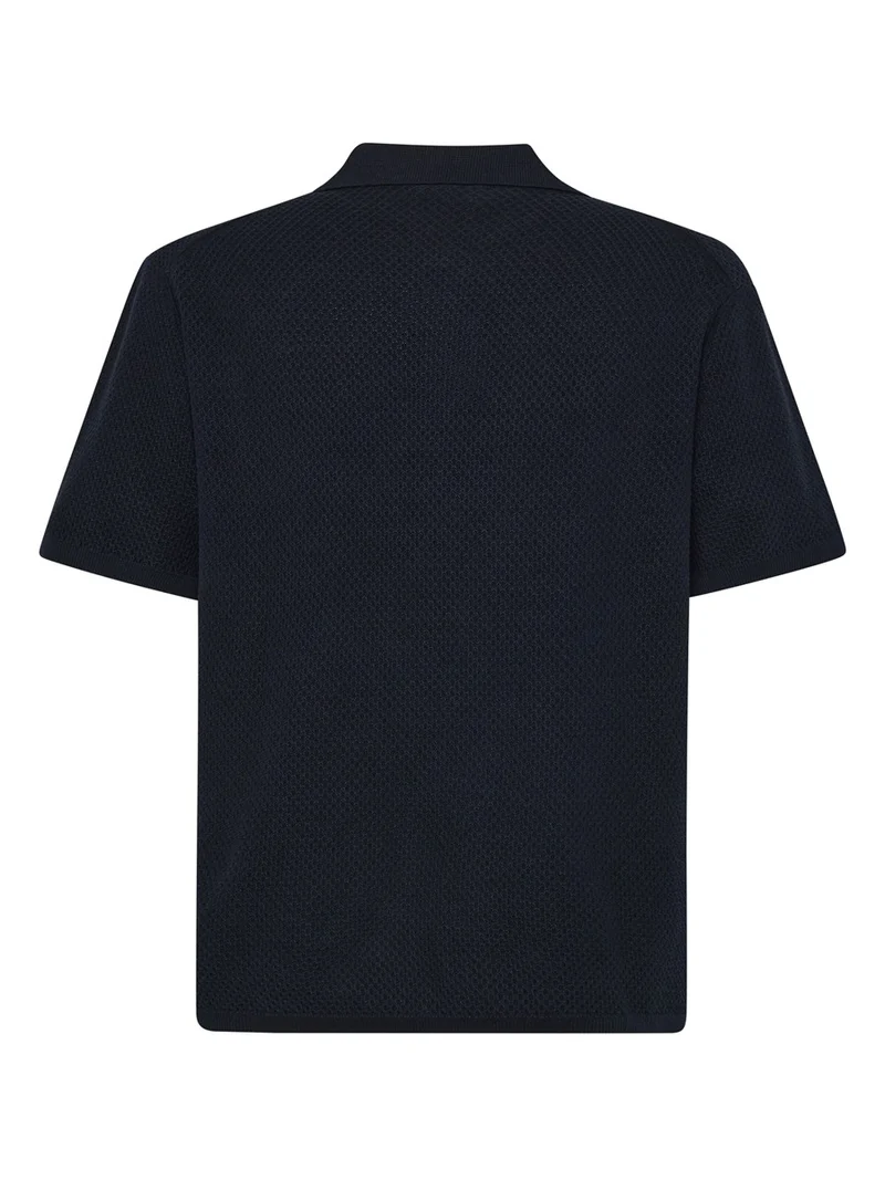 KNOWLEDGE COTTON APPAREL Knitted Polo night sky