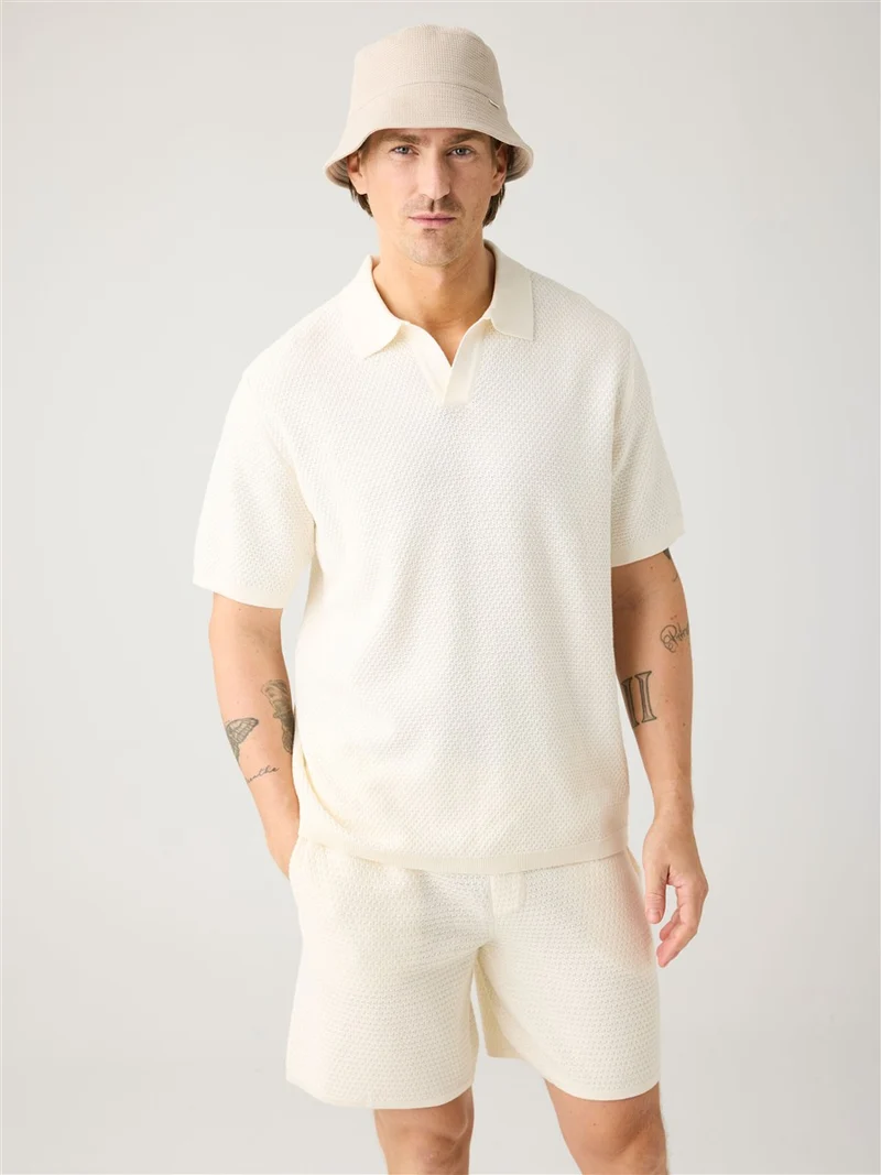 KNOWLEDGE COTTON APPAREL Knitted Polo egret