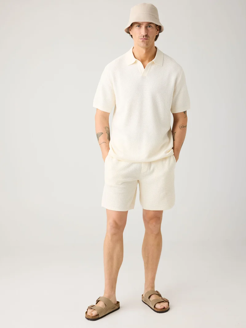 KNOWLEDGE COTTON APPAREL Knitted Polo egret
