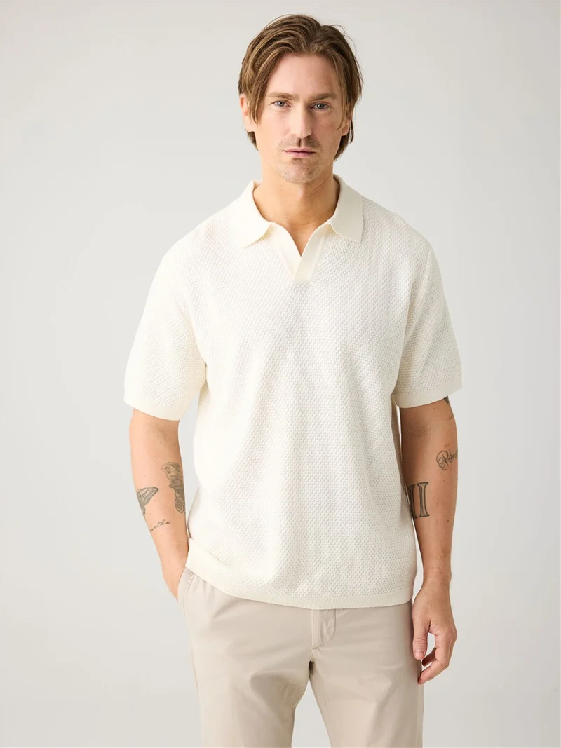 KNOWLEDGE COTTON APPAREL Knitted Polo egret