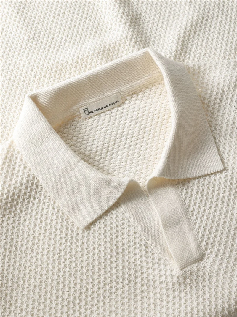 KNOWLEDGE COTTON APPAREL Knitted Polo egret