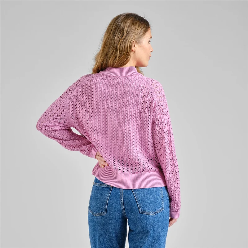 DEDICATED Knitted Cardigan Rosendal Crochet Moonlite Pink