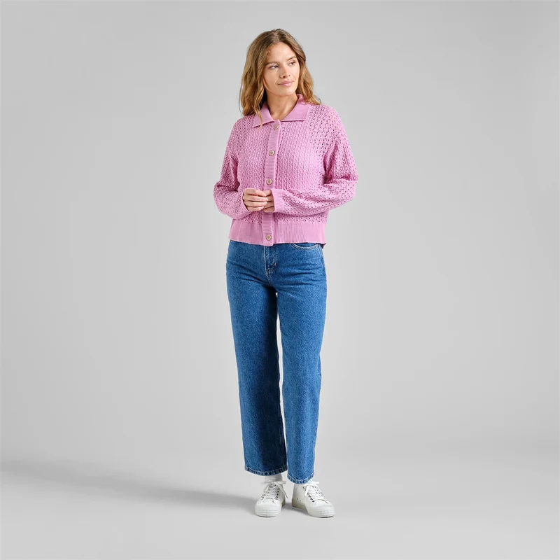 DEDICATED Knitted Cardigan Rosendal Crochet Moonlite Pink