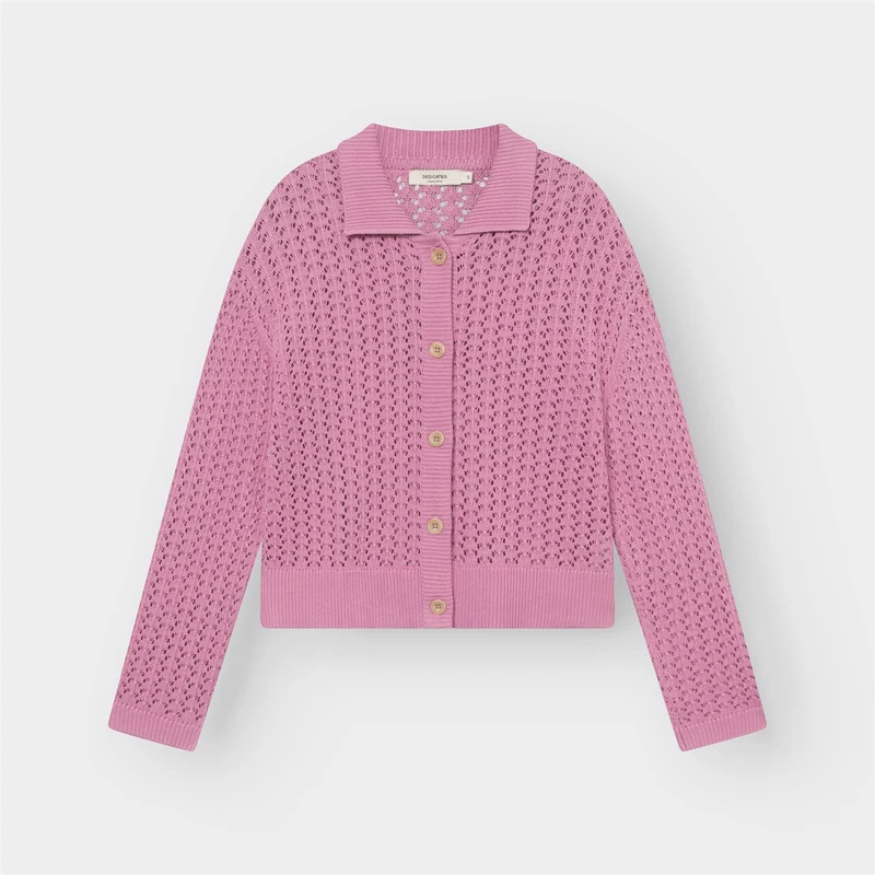 DEDICATED Knitted Cardigan Rosendal Crochet Moonlite Pink
