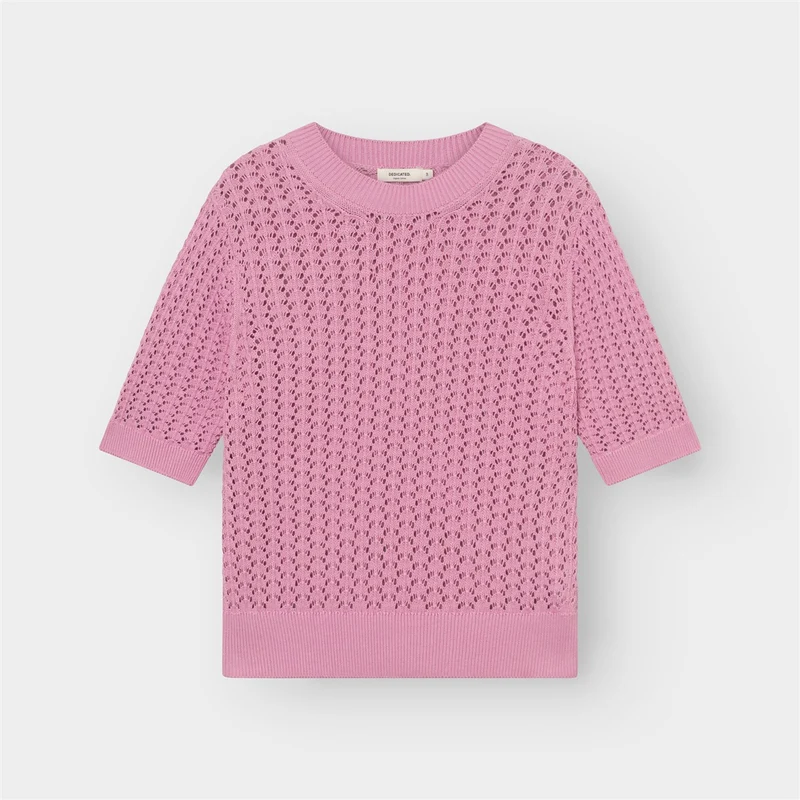DEDICATED Knitted T-Shirt Flen Crochet Moonlite Pink