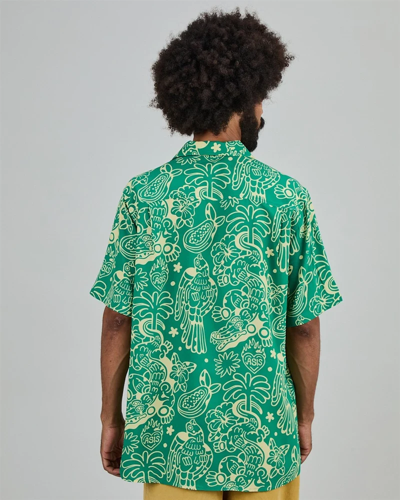 BRAVA Asis Percales Crocodylus Aloha Shirt green