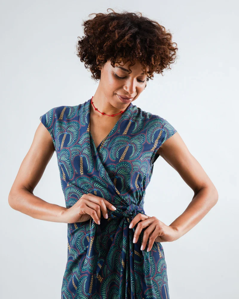 BRAVA Borneo Kimono Dress navy