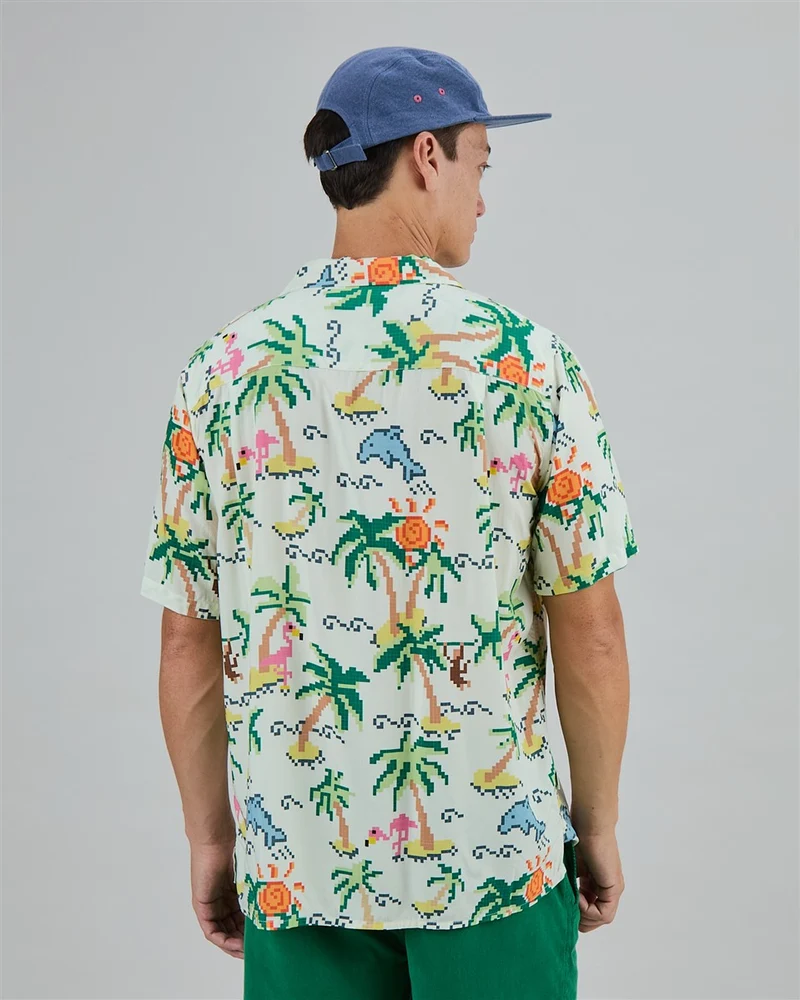 BRAVA Tropical Pixel Aloha Shirt ecru