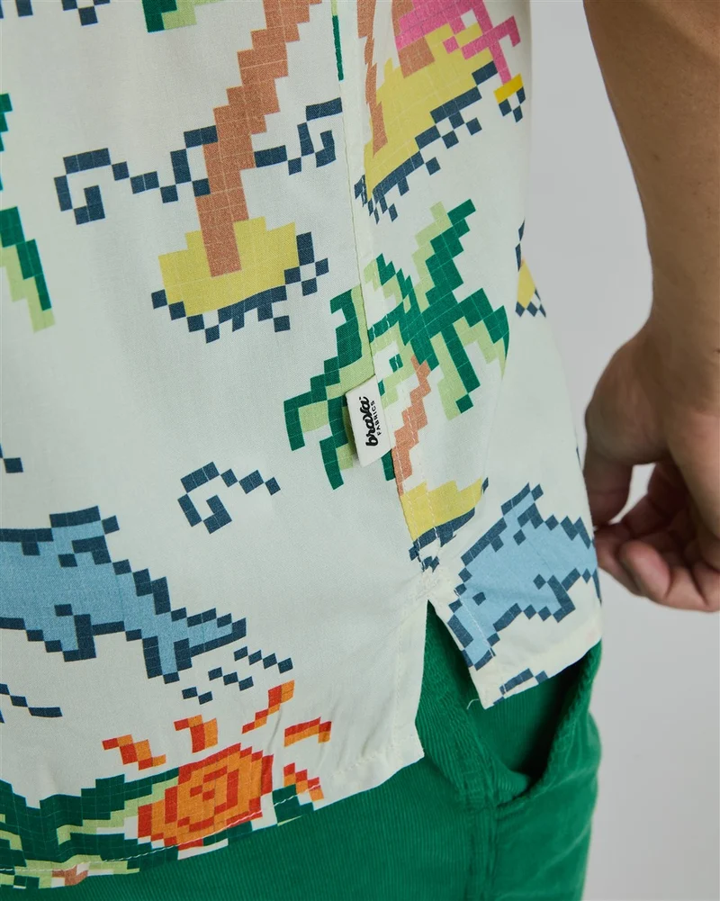 BRAVA Tropical Pixel Aloha Shirt ecru