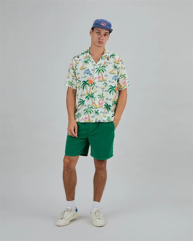 BRAVA Tropical Pixel Aloha Shirt ecru