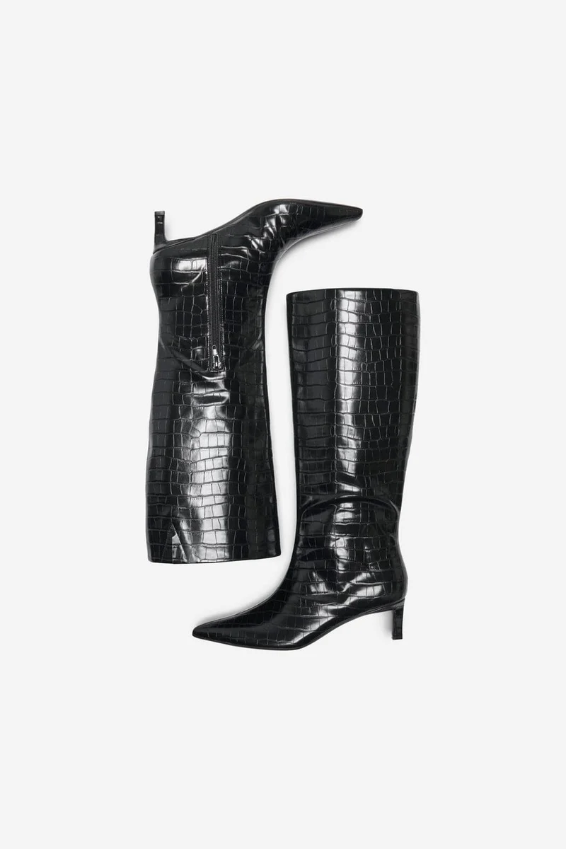 Only - Onlbrixton-3 Knee High Boot - 5078771 Black Croco