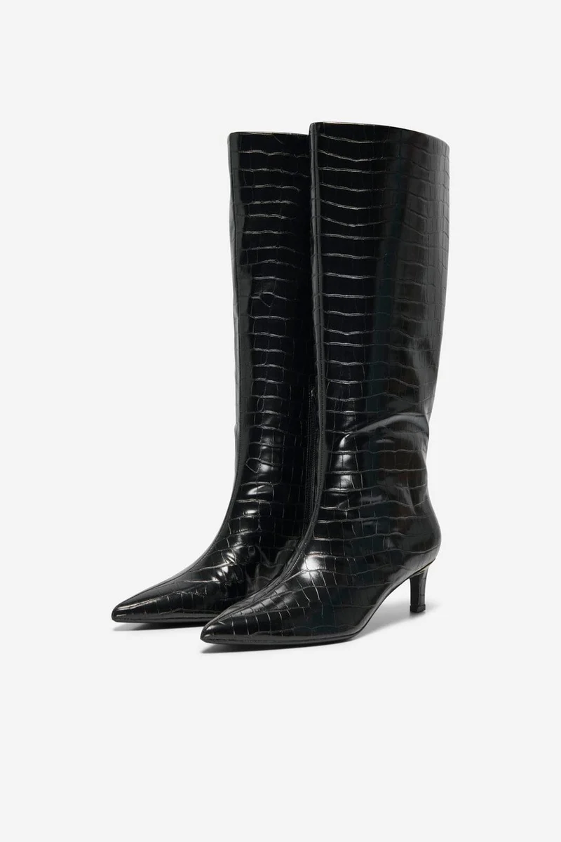 Only - Onlbrixton-3 Knee High Boot - 5078771 Black Croco