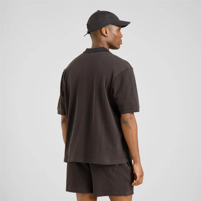 DEDICATED Shirt Falkvik Waffle Phantom Black
