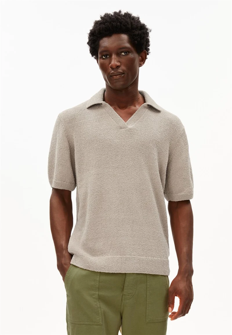 ARMEDANGELS Boucle Knit Poloshirt sandstone