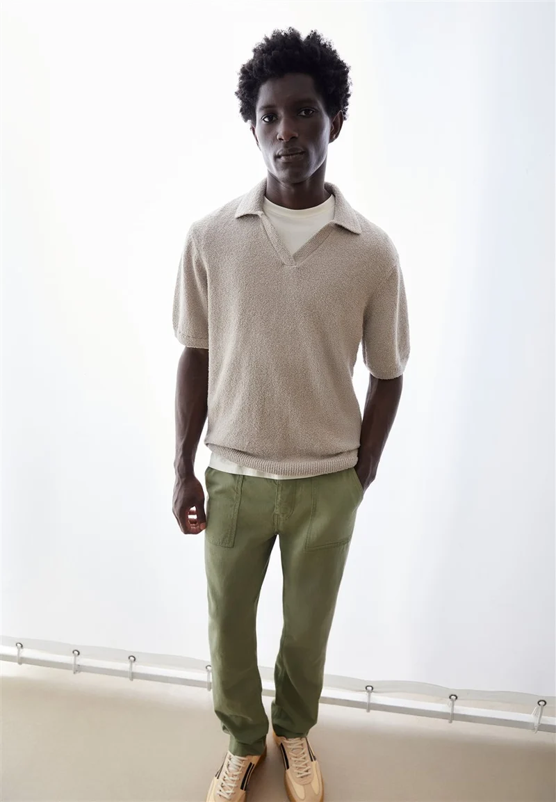 ARMEDANGELS Boucle Knit Poloshirt sandstone