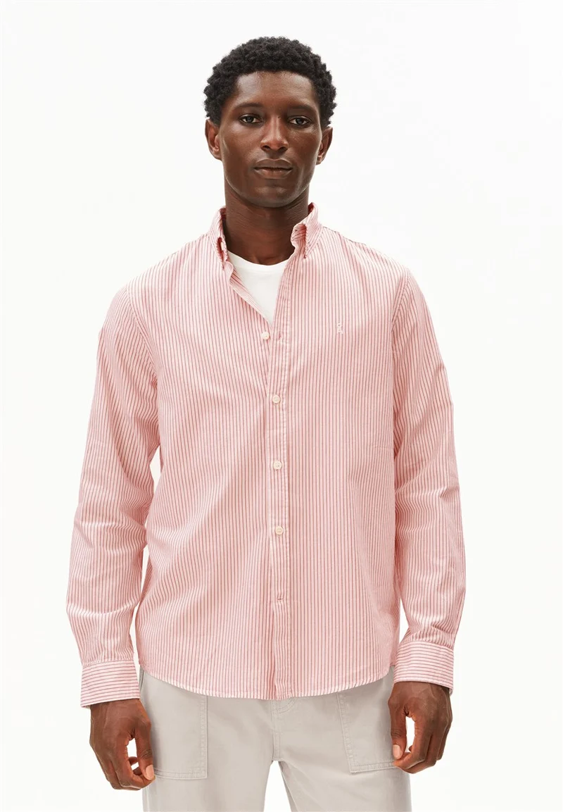 ARMEDANGELS Quaasa Stripe Longsleeve Shirt tabasco red