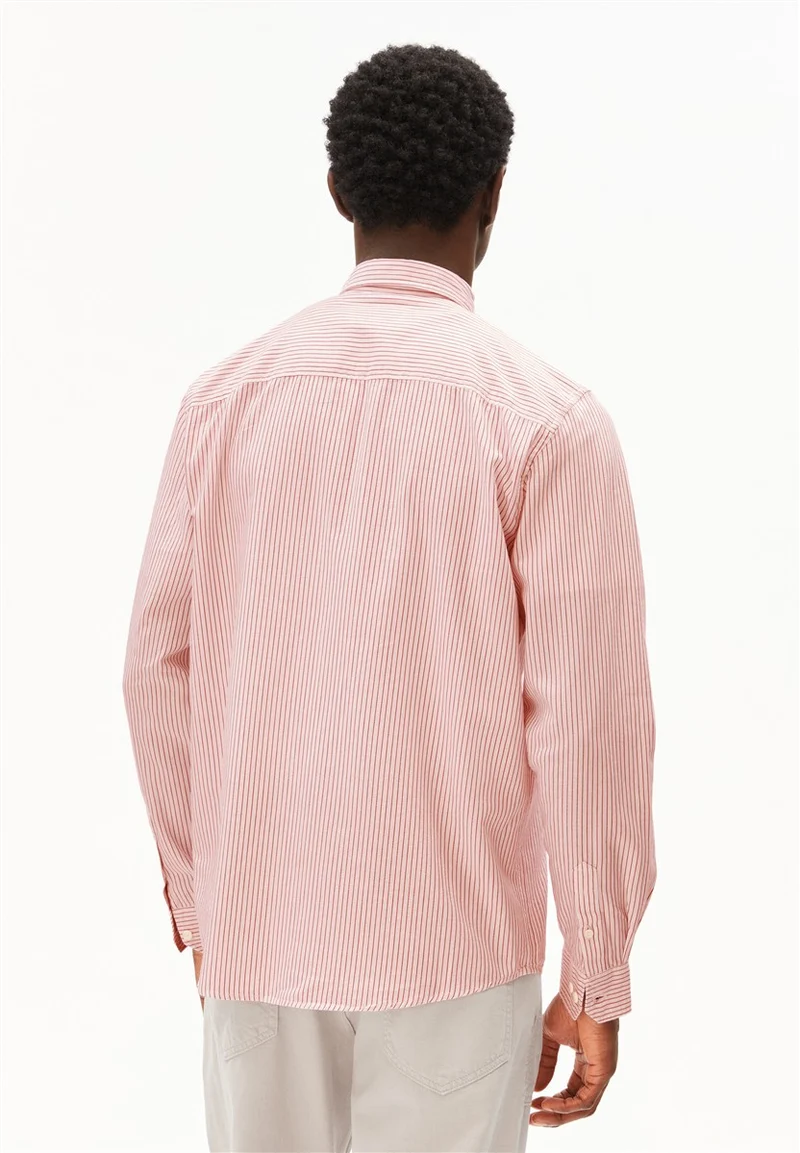 ARMEDANGELS Quaasa Stripe Longsleeve Shirt tabasco red