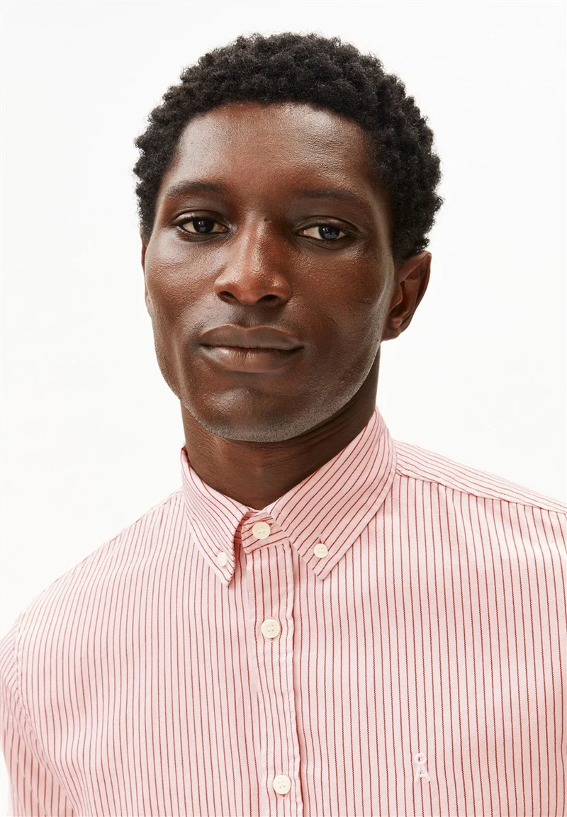 ARMEDANGELS Quaasa Stripe Longsleeve Shirt tabasco red