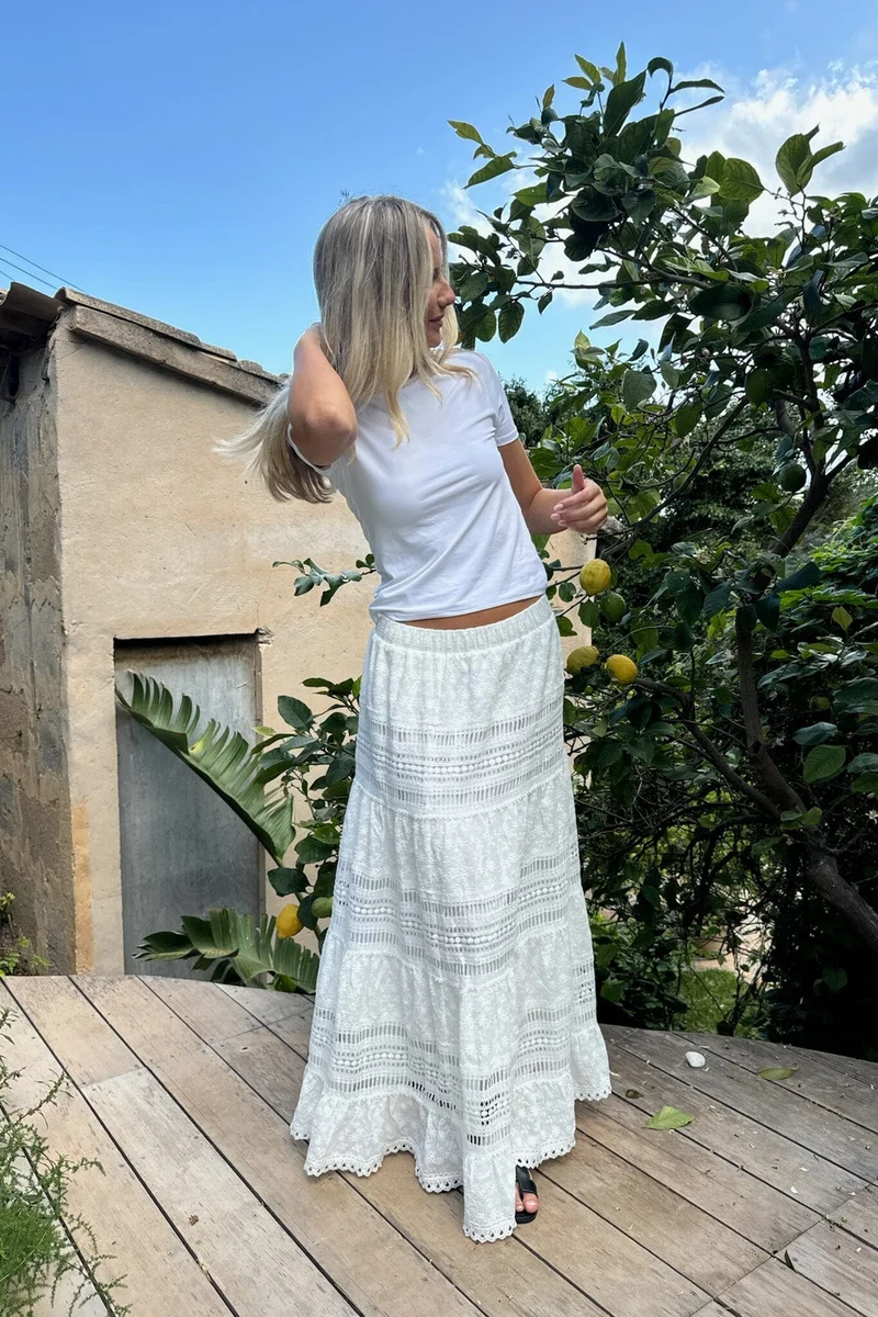 BYIC - Saraic Long Skirt - wl White Lace
