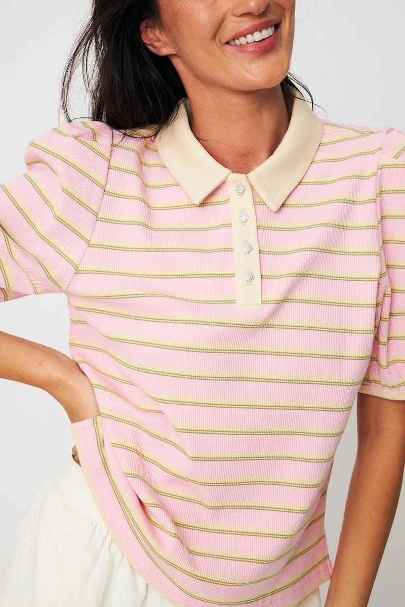 Cras - Kleo T-Shirt C617 - 4006 - 4006 Pink Stripe