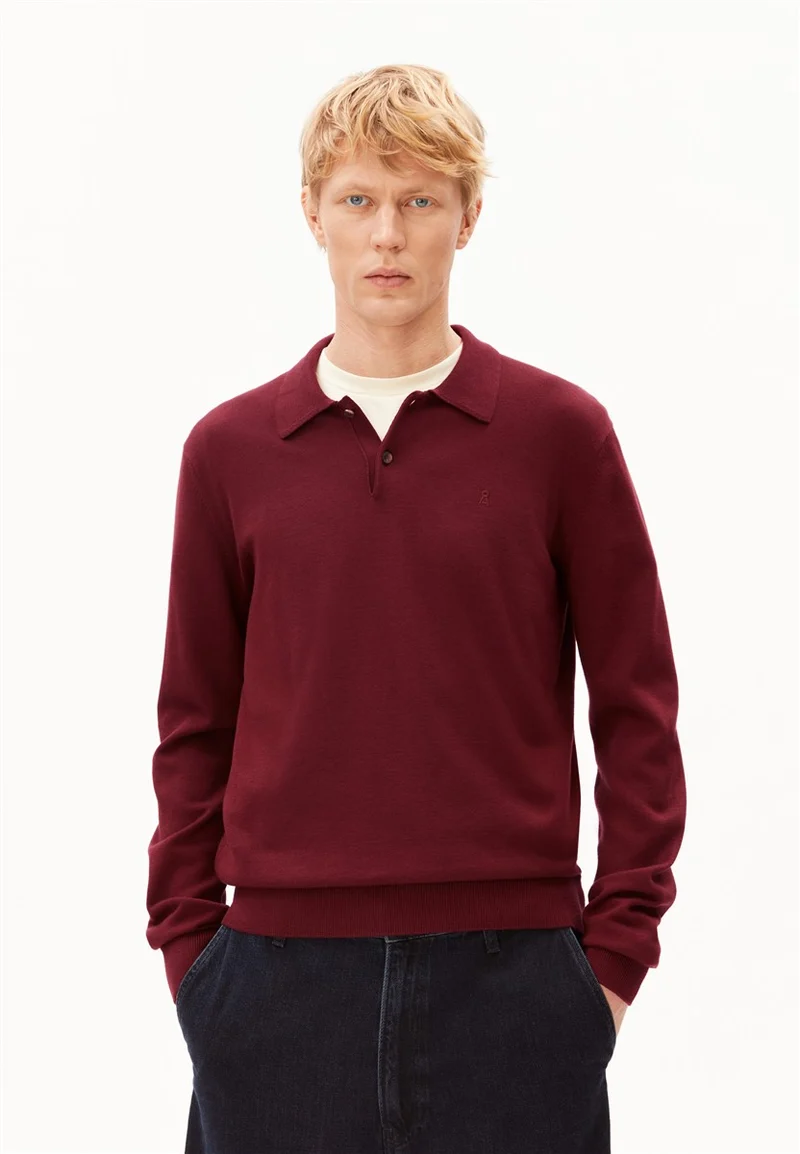 ARMEDANGELS Knit Longsleeve Poloshirt velvet red